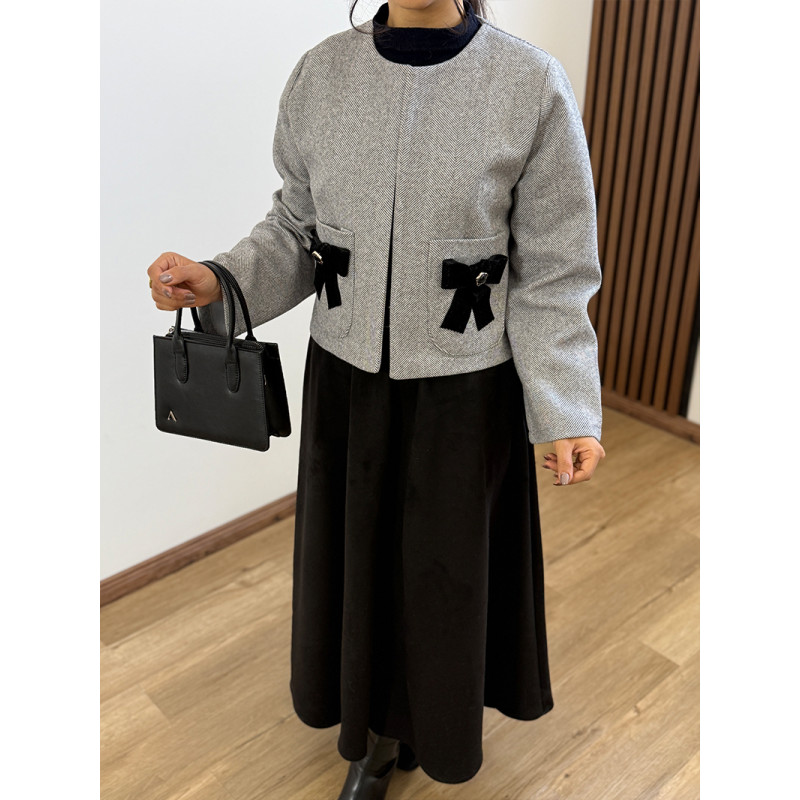 کت و دامن یلدا رنگ طوسی کد 221