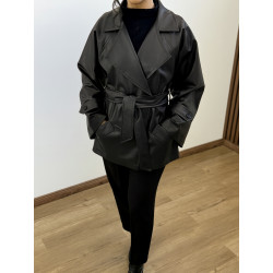 کت زنانه چرم مشکی کد 223